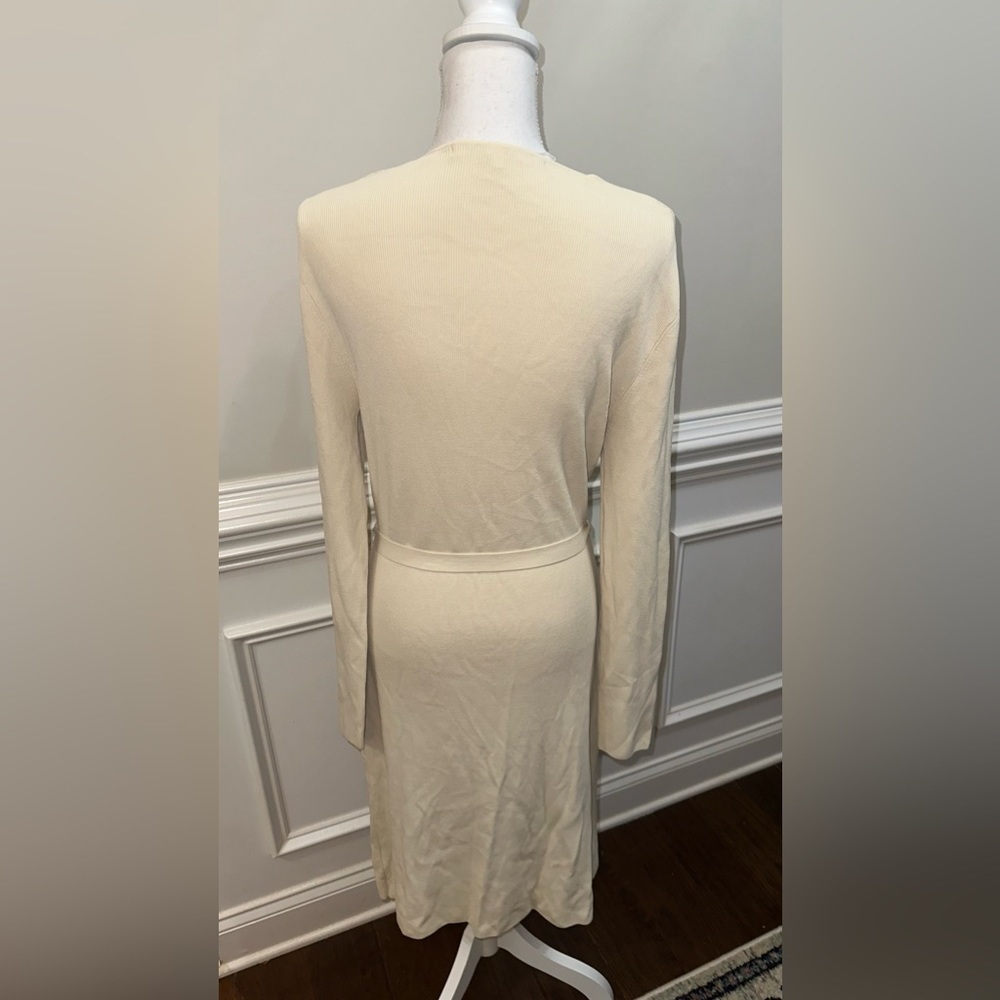 Max Studio Button Down Stretchy Ivory Long Cardigan sz L - Picture 3 of 8